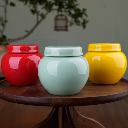 珍福器圆形陶瓷密封罐防漏蜂蜜瓶