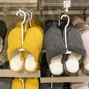 Nitori尼达利专柜 日式时尚编织毛线拖鞋情侣秋冬男女居家鞋棉拖