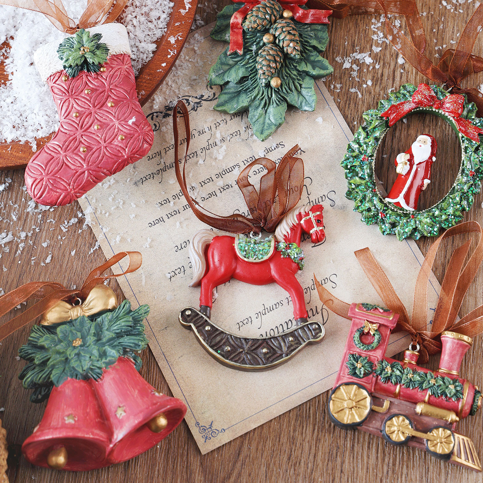 限量出口摇摇马圣诞树脂小挂件