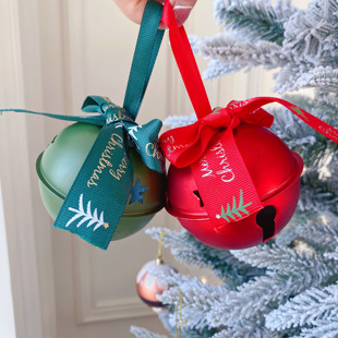 饰品8cm大铃铛 圣诞季 出口外贸丝带蝴蝶结铁艺铃铛挂件圣诞树装