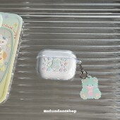 Redundant｜复古透明耳机壳AirPods 2代可爱卡通绿熊小众ins韩系挂件吊牌 pro保护套软壳1