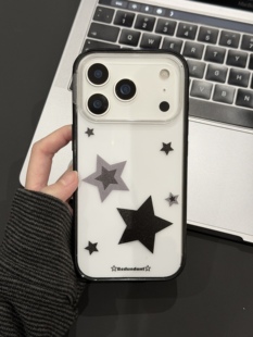 RS｜原创设计星星y2k贝贝壳硬底软边不发黄适用于苹果17promax镜头可拆卸黑边16情侣防摔小红书爆款 ins风韩系