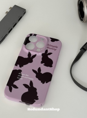 Redundant｜紫色邦尼兔16pro精孔全包菲林壳保护套复古简约ins小众日韩可爱卡通手机壳15