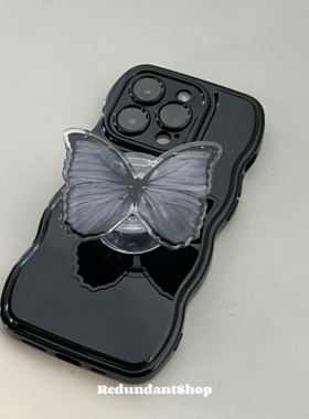 Redundant｜y2k暗黑风蝴蝶气囊黑色手机壳16promax小众复古支架千禧15亚文化手机支架14保护套防摔