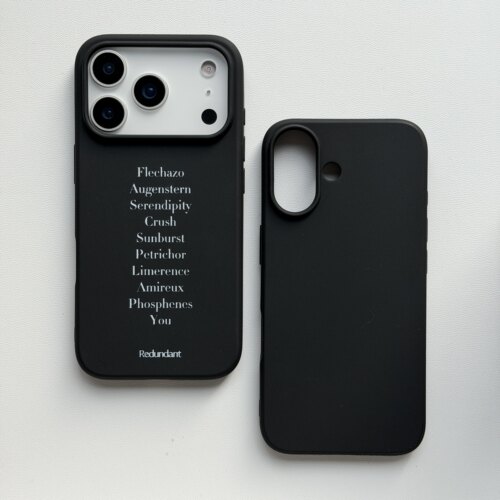 RS｜原创手机壳“关于你”超薄黑色磨砂软壳Iphone17promax裸机质感保护套苹果16情侣ins闺蜜复古半包保护壳