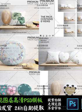 架子抱枕枕头灯笼室内家居场景 VI智能贴图提案Mockup样机PSD模板