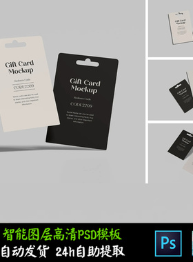 贵宾礼品卡周边小卡挂圈 文创VI智能贴图提案样机PSD模板 S2310