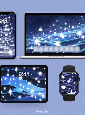 星夜的低语 星缎涂鸦银 高清手机平板电脑壁纸表盘 6张 BI_0026