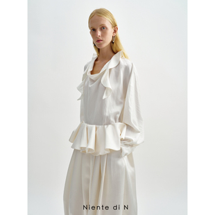 花边飘带荡领衬衫 Niente