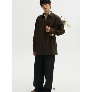 撞色压线棉麻质感宽松衬衫 Niente