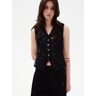 亮片钉珠牛仔挺括修身 马甲 Niente