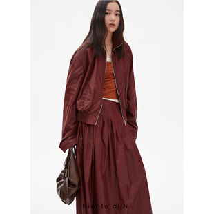 拉链廓形涂层轻盈感短夹克 Niente