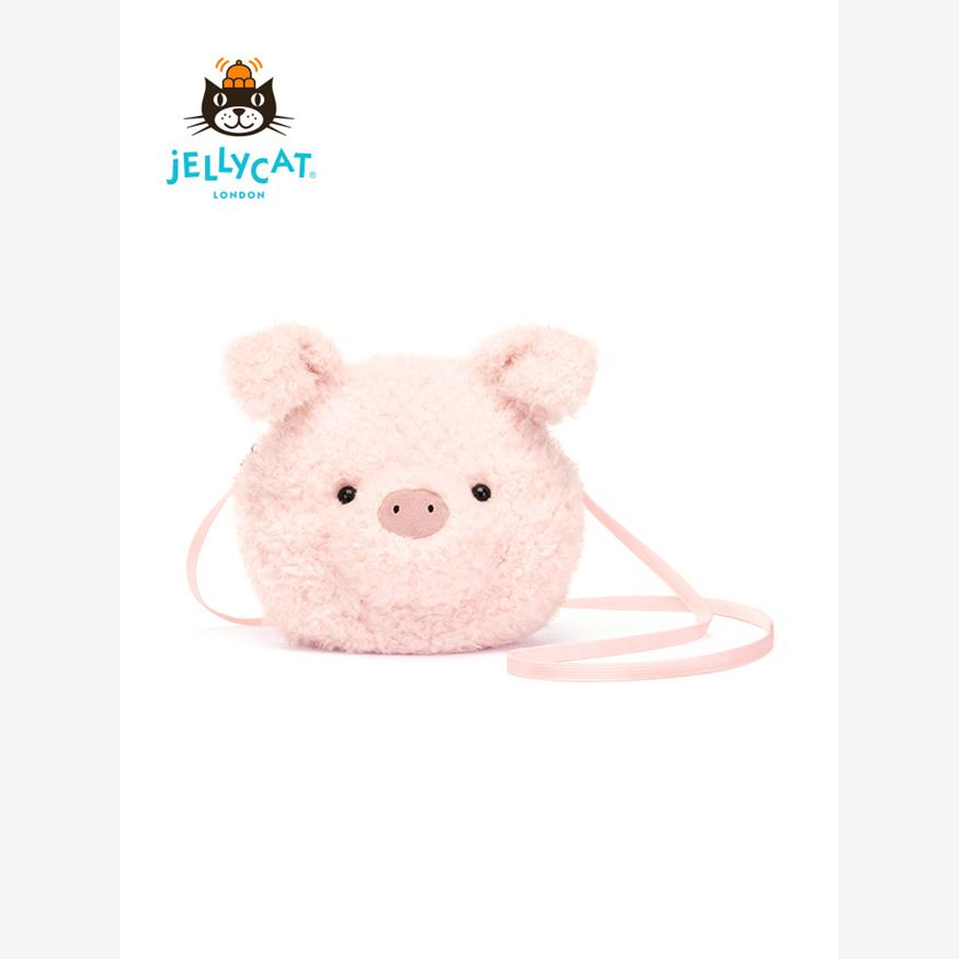 英国Jellycat2024新品小猪包包可爱毛绒斜挎包腰包玩具娃娃公仔