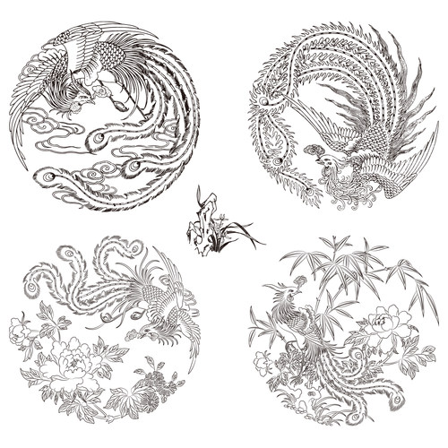 刺绣图烙画转印贴拓印稿绣花素材
