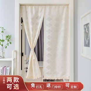 布艺文艺棉麻门帘半帘窗户短帘柜子遮挡帘隔断风水帘免打孔布帘子