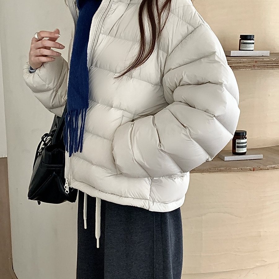 排骨立领羽绒服女2025冬季新款韩版百搭保暖90白鸭绒面包服外套