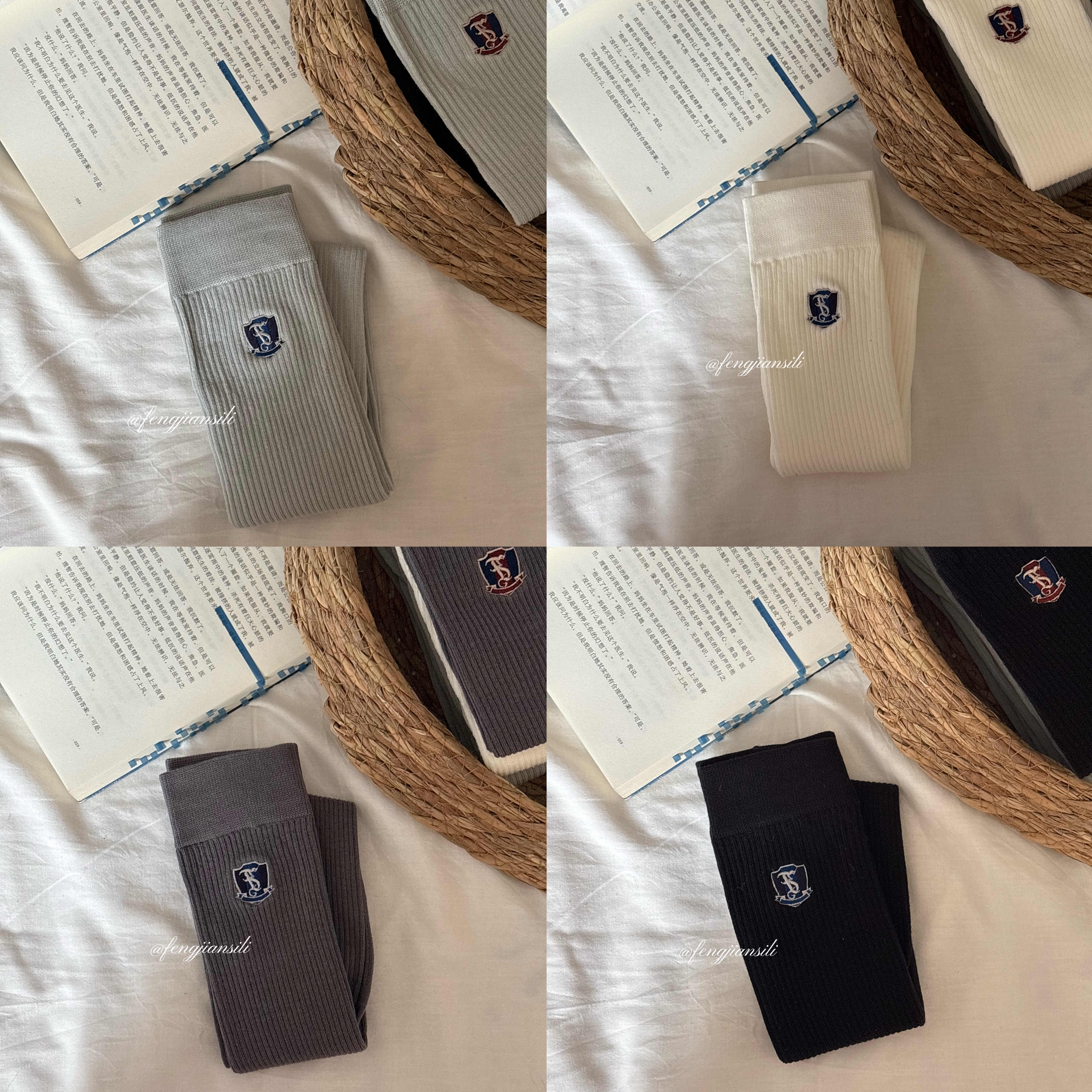 精工刺绣中筒袜JK制服袜