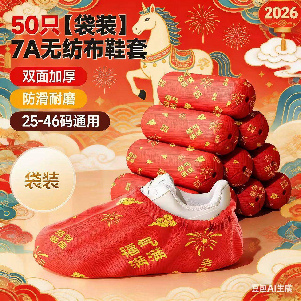 新年婚庆红色喜庆一次性鞋套无纺布加厚防滑室内结婚脚套家用透气,居家日用,鞋套,淘宝优惠券,粉丝福利购,淘宝优惠卷