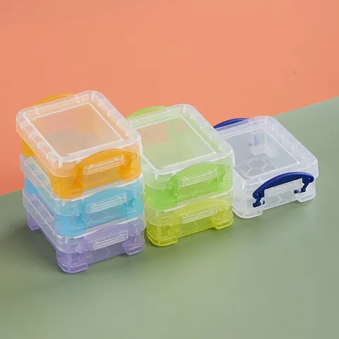 收纳箱可爱整理模型迷你透明色零件收纳盒日韩桌面收纳盒储物盒