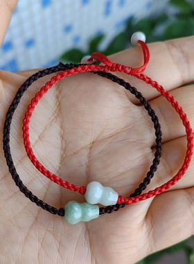 原创设计手工编织红绳葫芦手链翡翠玉本命太岁新年男女情侣饰品