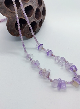 天然紫黄水晶随型项链高级感轻奢小众锁骨链