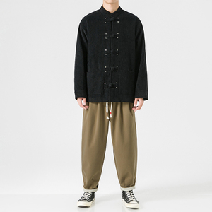 秋冬厚新中式唐装改良汉服立领布扣风夹克 JK46 F110图片