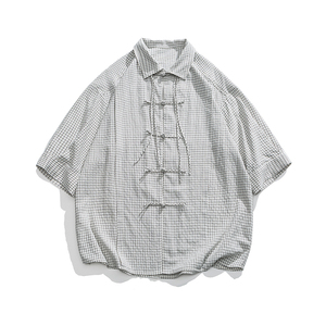 夏装复古加大码港风汉服翻领新中式实物图风衬衫 C77 F65图片