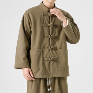 秋冬港风风加大码呢料复古立领纯色唐装棉服 JK50 P135图片