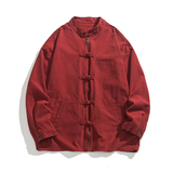 秋冬季中厚水洗磨毛工装汉服民族唐装风夹克外套JK66F115，男装民族服装，电商B375