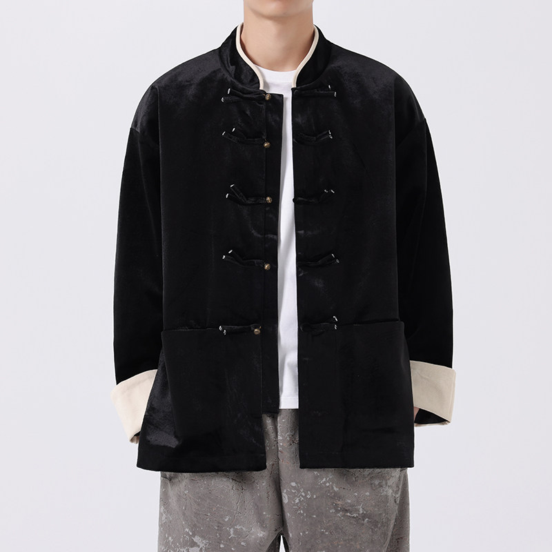 24秋冬汉服立领大码日系丝光绒宽松唐装风夹克JK68P110,男装夹克,电商B375