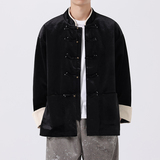 24秋冬汉服立领大码日系丝光绒宽松唐装风夹克JK68P110，男装夹克，电商B375
