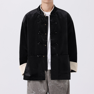 24秋冬汉服立领大码日系丝光绒宽松唐装风夹克 JK68 P110图片