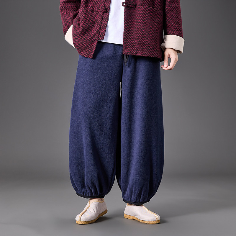 2025加大码宽松收口小脚裤风汉服唐装加绒休闲裤K211P80,男装民族服装,电商B375