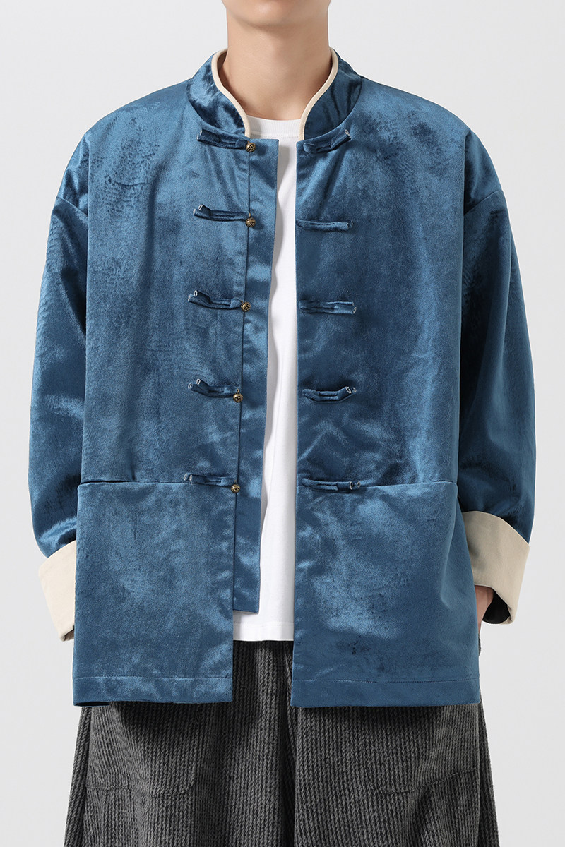 秋风日系唐装汉服立领铜扣长袖夹克JK68P110(）,男装夹克,电商B375