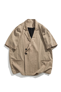 25春夏新中式棉麻复古西装领风唐装中袖西服 JK73 P80图片