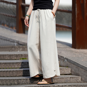 夏宽松麻料纯色宽松灯笼裤太极汉服唐装风休闲裤 K183 F70图片