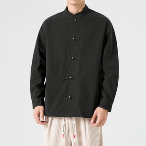 24年复古宽松唐装汉服改良纯棉布衣风衬衫 JK42 P75图片