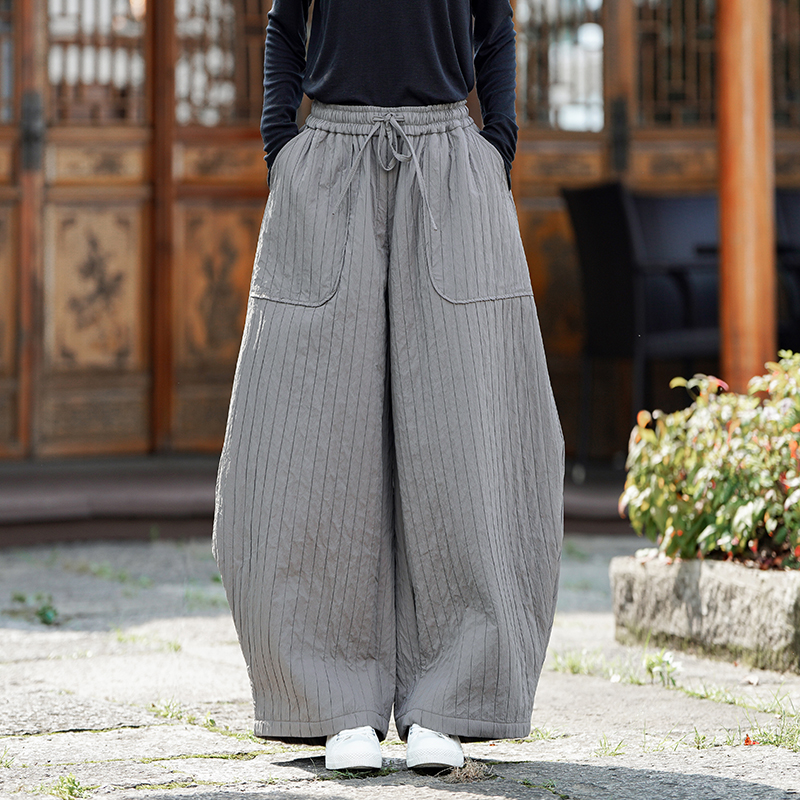 古风加大码宽松弯刀裤中式唐装汉服风加绒休闲裤K193P85，男装民族服装，电商B375