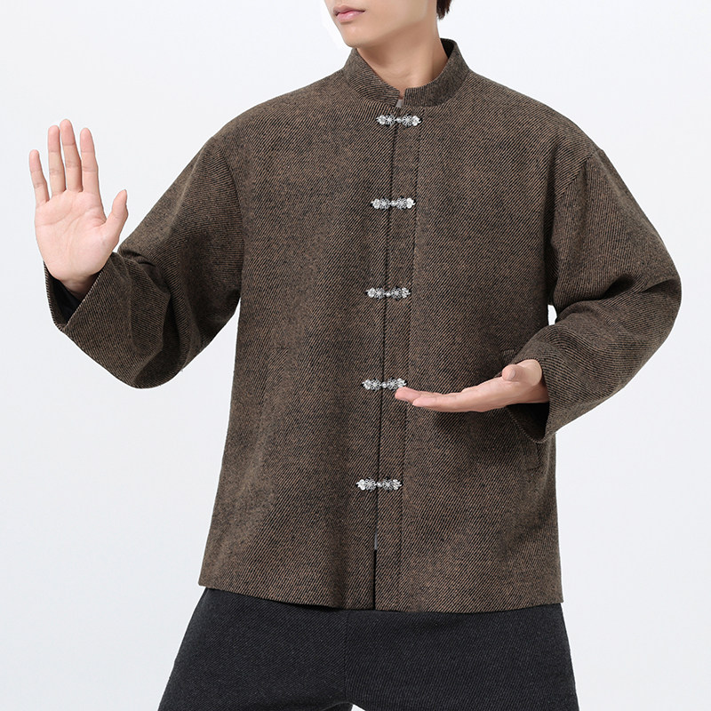 秋冬加大码厚款毛呢立领唐装日系呢料风夹克JK80P110,男装夹克,电商B375