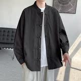 冬季宽松古风加绒加厚立领中式婚礼风衬衫JK42-1P110，男装衬衫，电商B375