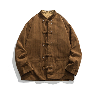 24秋季唐装日系纯色工装灯芯绒布衣男风夹克JK46F110,ins韩国服装搭配图片