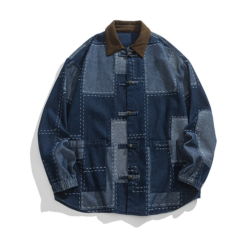 2024汉服加大码宽松平铺图水洗风牛仔夹克M到5XLJK64F110,男装夹克,电商B375
