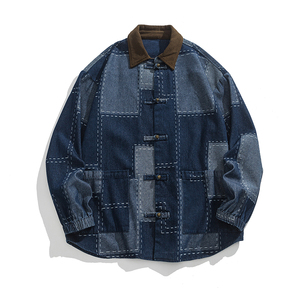 2024汉服加大码宽松平铺图水洗风牛仔夹克 M到5XL JK64 F110图片