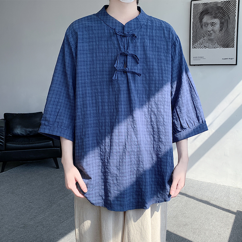夏款汉服唐装宽松加大码汉服唐装复古风短袖衬衫C67P55，男装T恤，电商B375
