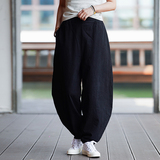 2025加肥加大码垮裤纯色棉麻中式风汉服休闲裤K178P75，男装休闲裤，电商B375
