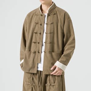 二五年新中式潮日系太极服立领布扣风中山装 JK47 P100图片
