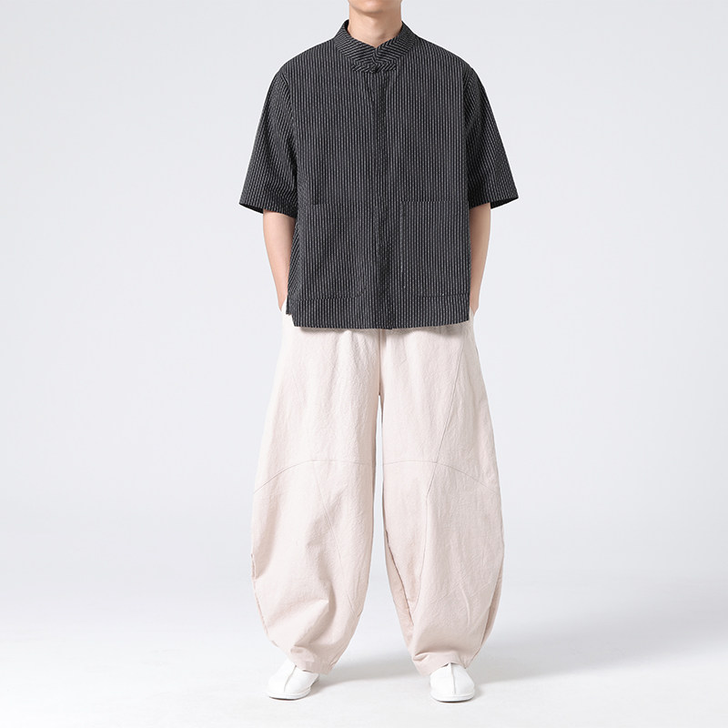 二零二四复古男女通穿立领风汉服立领布扣中式布衣C71F65,男装民族服装,电商B375