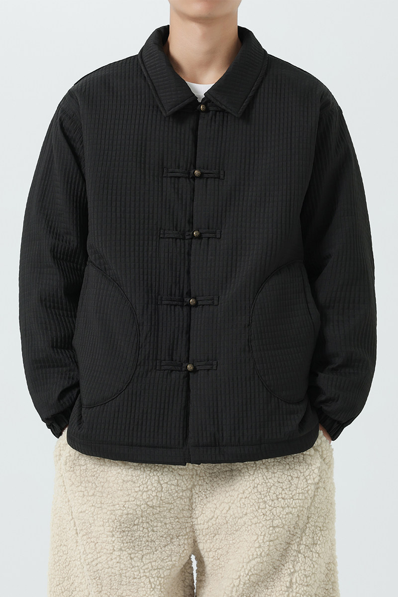 加大码棉衣纯色盘扣翻领日系唐装汉服风棉衣JK71P130,男装棉衣,电商B375