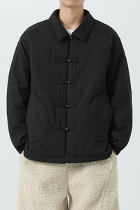 加大码棉衣纯色盘扣翻领日系唐装汉服风棉衣 JK71 P130图片
