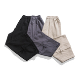 夏季宽松麻料纯色布扣唐装平铺图风休闲裤K152F70，男装民族服装，电商B375